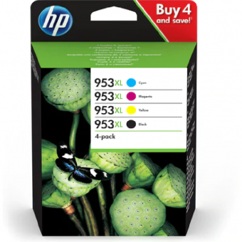 Original  HP 953XL Schwarz/Cyan/Magenta/Yellow 4 Tintenpatronen Multipack L0S70AE(953XL) + F6U16AE(953XL) + F6U17AE(953XL) + F6U18A(953XL) 3HZ52AE 
