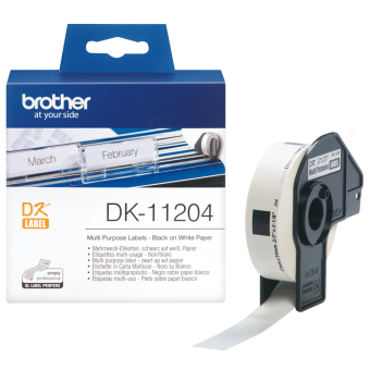 Brother DK-11204 schwarz auf weiß Etiketten Mehrzweck-Etiketten, 17x54mm weiß 400 Et. Rolle 