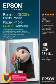 Epson Premium Glossy Fotopapier S042154 glossy 13x18cm weiß 255 g Inh. 30 Blatt 
