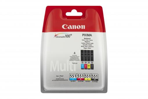 Canon CLI-551 Multipack schwarz / cyan / magenta / gelb 4 Tintenpatronen: CLI-551BK + CLI-551C + CLI-551M + CLI-551Y 6509B009 