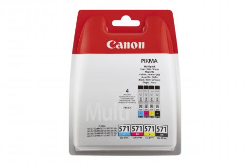 Canon CLI-571 Multipack schwarz / cyan / magenta / gelb 4 Tintenpatronen: CLI-571bk + CLI-571c + CLI-571m + CLI-571y 0386C005 