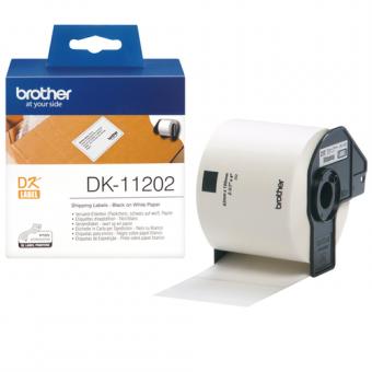 Brother DK-11202 schwarz auf weiß Etiketten Versand-Etiketten, 62x100mm weiß 300 Et.,Rolle 