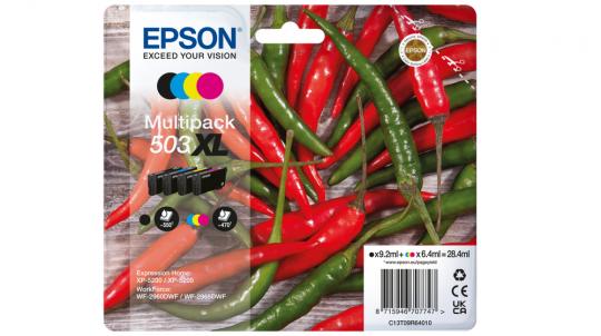 Original  Epson 503XL Multipack Schwarz / Cyan / Magenta / Yellow ca. 1960 Seiten 6,4 ml C13T09R64010 