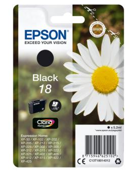 Epson 18 black Tintenpatrone T1801 5.2 ml ca. 175 Seiten C13T18014012 