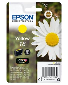 Epson 18 Gelb Tintenpatrone T1804 3.3 ml ca. 180 Seiten C13T18044012 