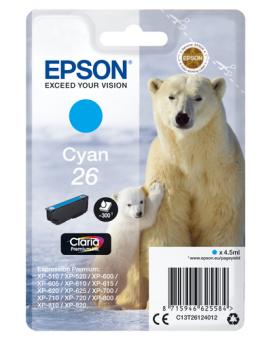 Epson 26 cyan Tintenpatrone T2612 4.5 ml ca. 300 Seiten C13T26124012 