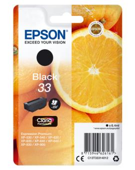 Epson 33 Schwarz Tintenpatrone T3331 6.4 ml ca. 250 Seiten C13T33314012 