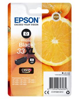 Epson 33XL Photo-Schwarz T3361 Tintenpatrone ca. 400 Seiten C13T33614012 