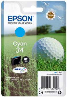 Epson 34 cyan Tintenpatrone T3462 4.2 ml ca. 300 Seiten C13T34624010 