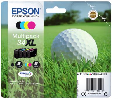 Epson Multipack 34XL black , cyan , magenta , yellow 4 Tintenpatronen: T3471 + T3472 + T3473 + T3474 C13T34764010 