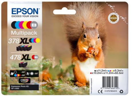 Epson Multipack 378XL , 478XL Schwarz , Cyan , Magenta , Gelb , Rot , grau C13T379D4010 