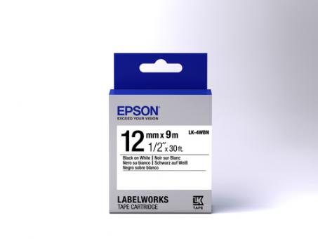 Epson LK-4WBN Schriftband black auf Weiß 12 mm x 9 m C53S654021 