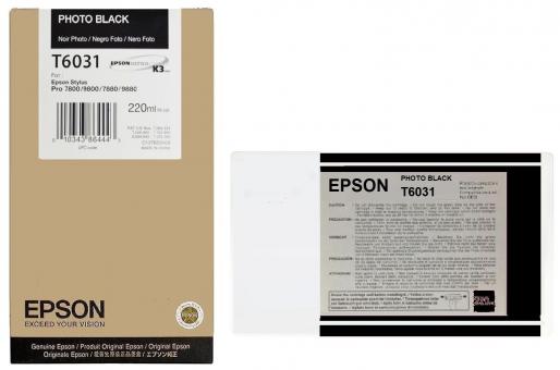 Original  Epson T6031 Photo-Tintenpatrone Schwarz 220 ml C13T603100 