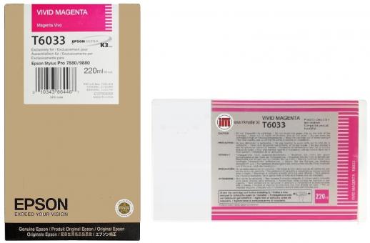 Original  Epson T6033 vivid Tintenpatrone Magenta 220 ml C13T603300 