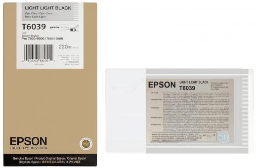 Original  Epson T6039 Light Light Tintenpatrone Schwarz 220 ml C13T603900 