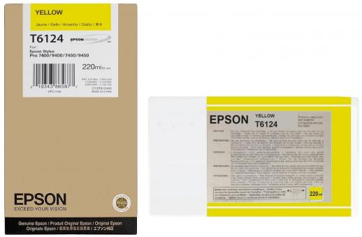 Original  Epson T6124 Tintenpatrone Yellow 220 ml C13T612400 