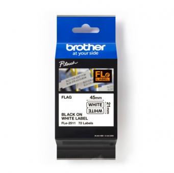 Brother FLe-2511 Etiketten Schwarz auf Weiß 21 x 45 mm, 72 Stück pro Kassette, Schwarz auf weiß 