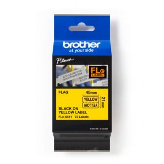 Brother FLe-6511 Etiketten Schwarz auf Gelb 21 x 45 mm, 72 Stück pro Kassette, Schwarz auf gelb 